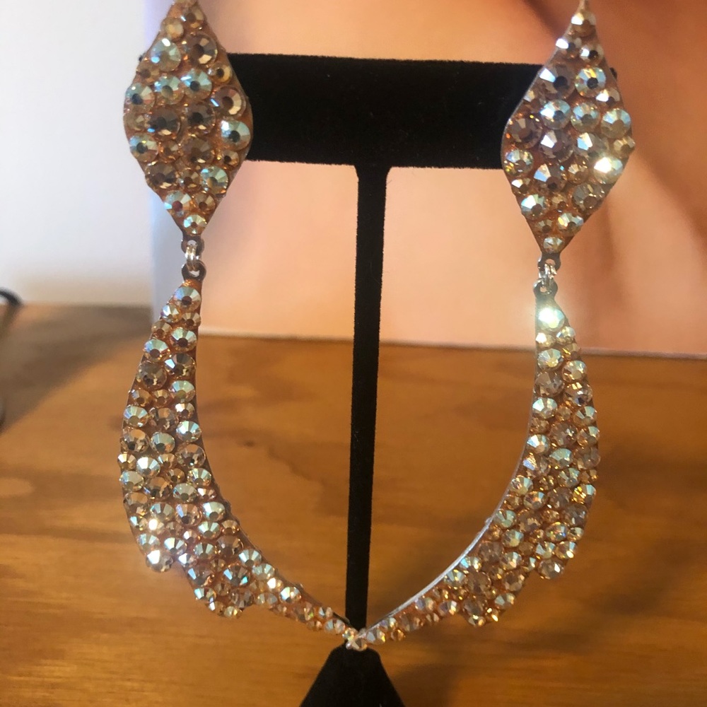 Custom nude Swarovski crystal earrings